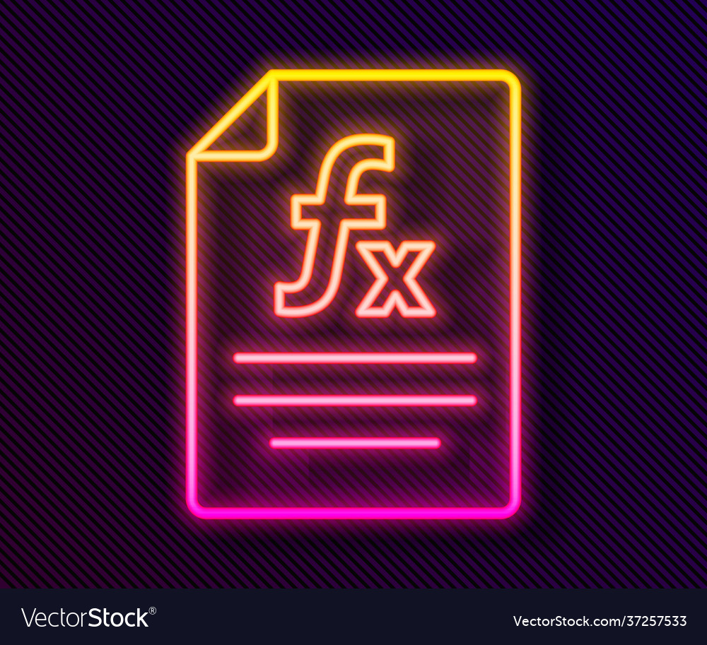 Glowing neon line function mathematical symbol vector image Glowing neon line function mathematical symbol