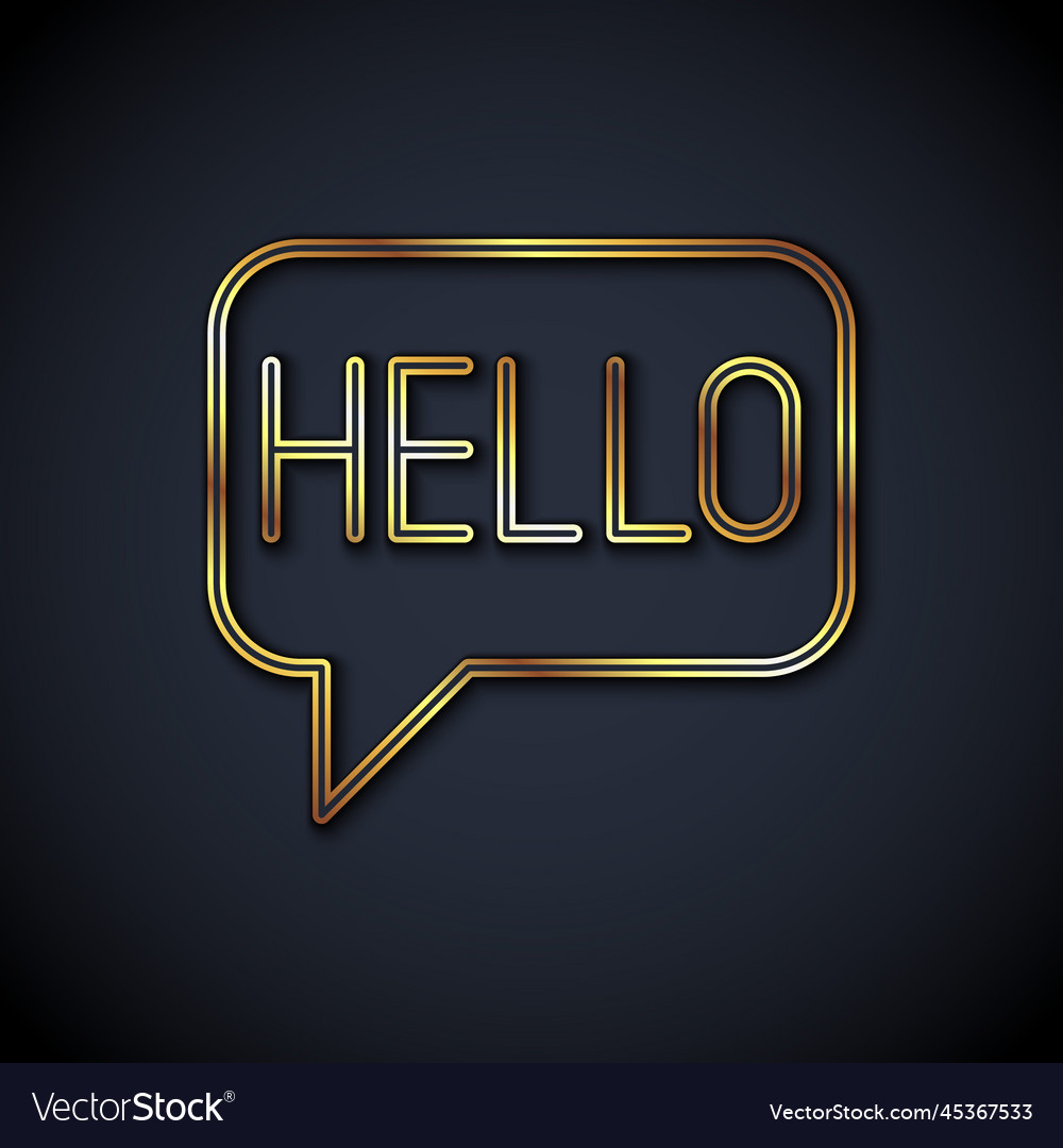 Gold line hello in different languages icon vector image Gold line hello in different languages icon