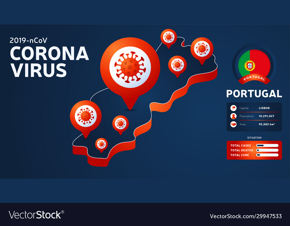 Isometric map portugal with highlighted