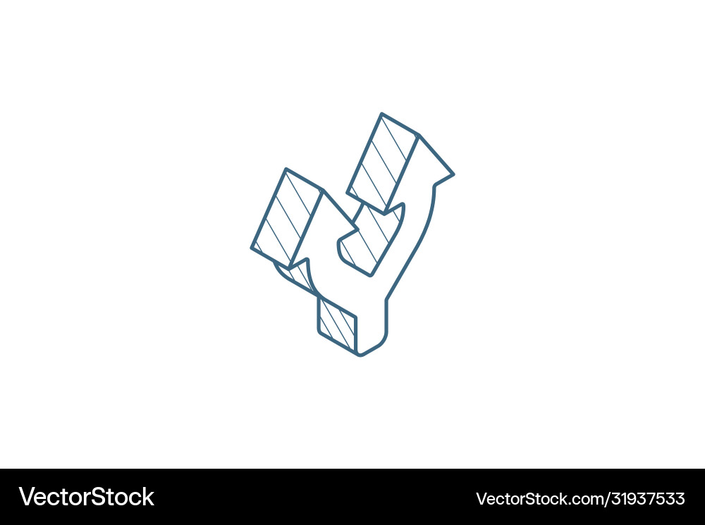 Junction separation two paths ways isometric icon Vector Image