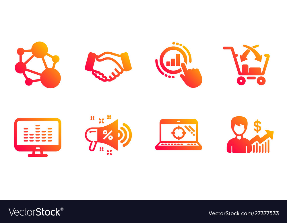 Music making graph chart and integrity icons set vector image Music making graph chart and integrity icons set