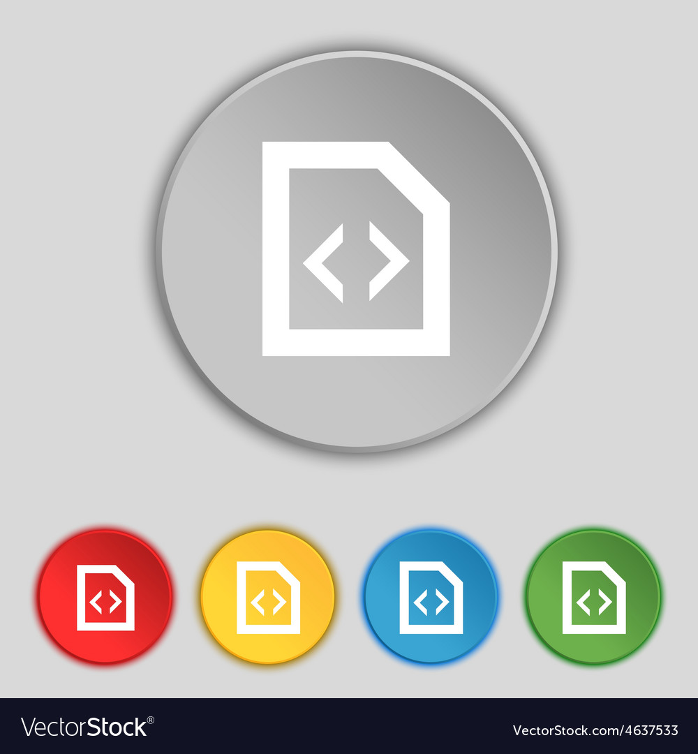 Programming code icon sign symbol on five flat