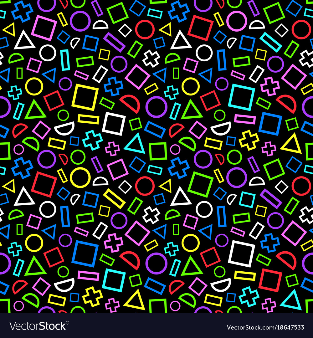 Seamless pattern of geometric shapes party style
