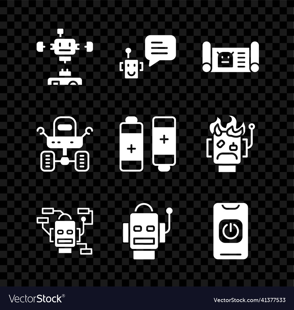 Set disassembled robot bot blueprint turn