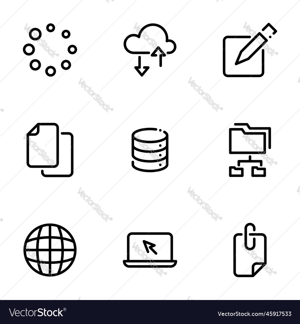 Set of black icons isolated on white background Vector Image