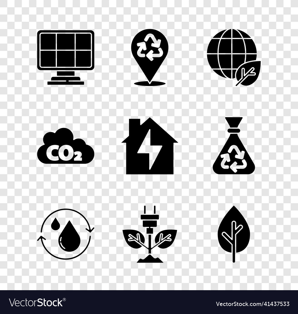 Set solar energy panel recycle earth globe