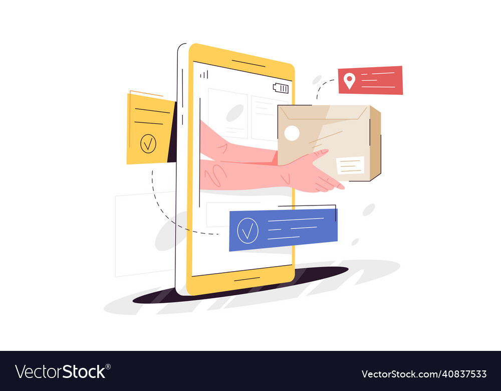 Smartphone application for fast order delivery vector image Smartphone application for fast order delivery