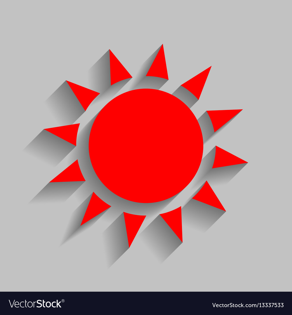 Sun sign red icon with soft Royalty Free Vector Image