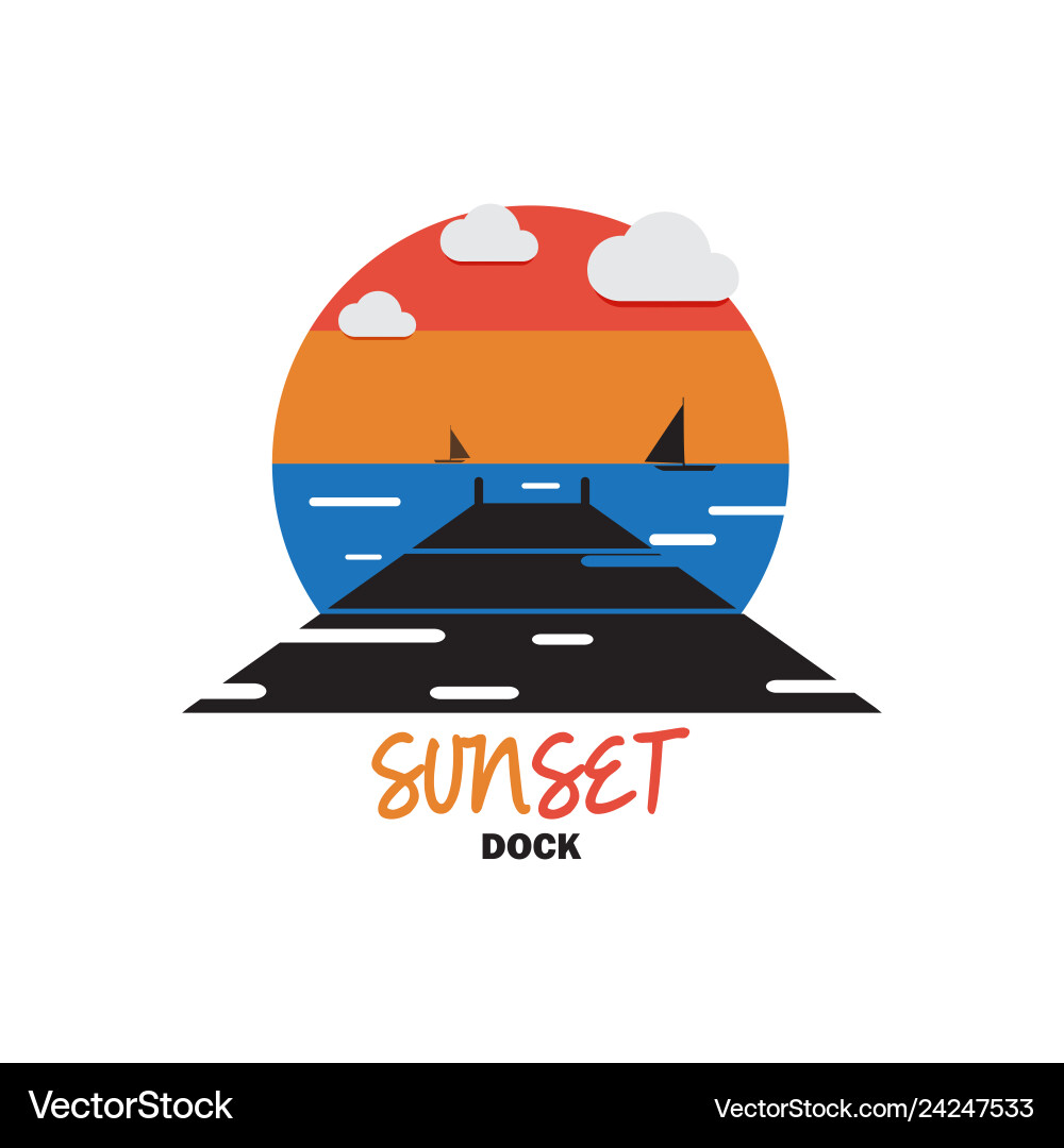 Sunset on dock Royalty Free Vector Image - VectorStock