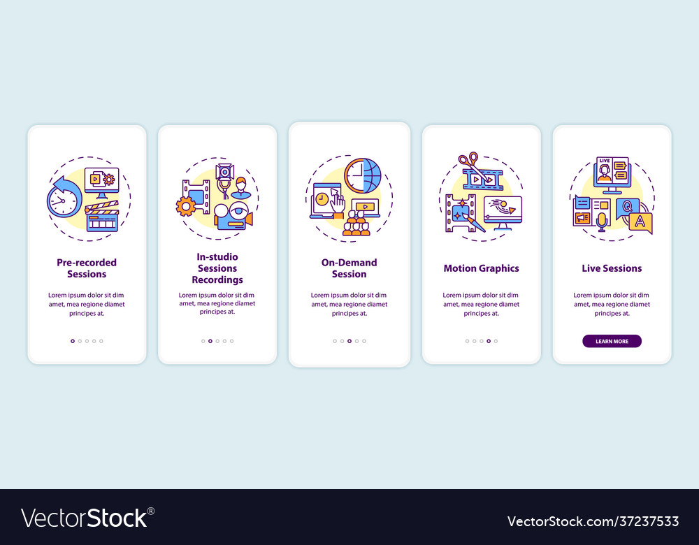Virtual event content onboarding mobile app page Vector Image Virtual event content onboarding mobile app page