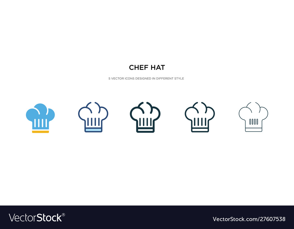 Chef hat icon in different style two colored vector image Chef hat icon in different style two colored