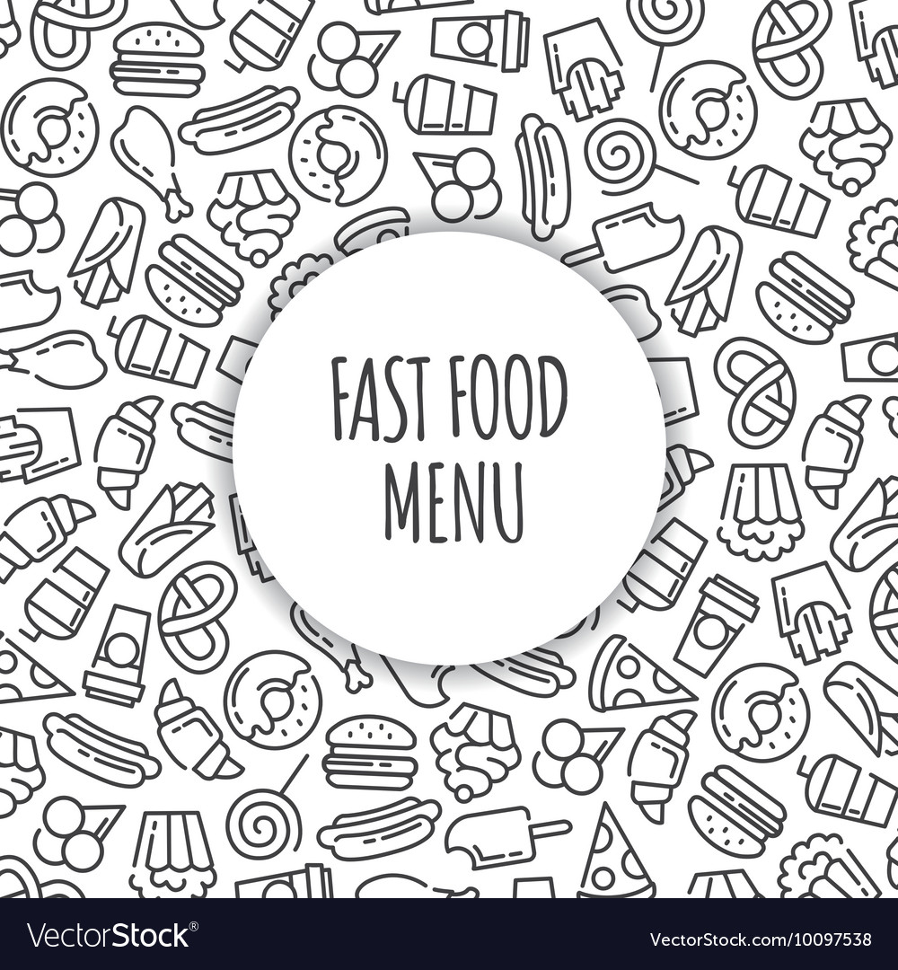 Fast food menu set of cartoon background Vector Image