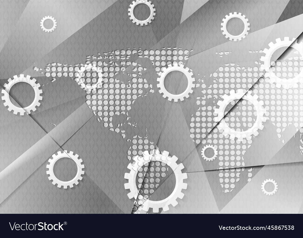 Grey hi-tech abstract background with dotted map vector image Grey hi-tech abstract background with dotted map