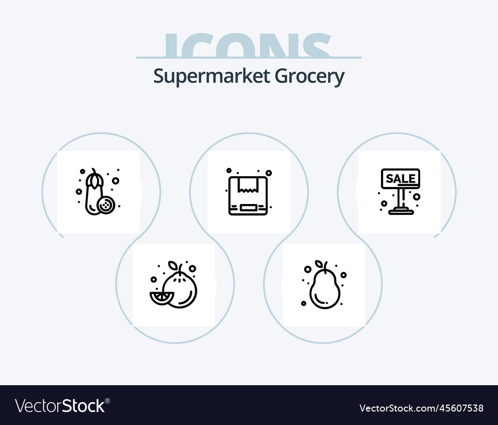 Grocery Linie Icon Pack 5 Design Kuchen Fleisch