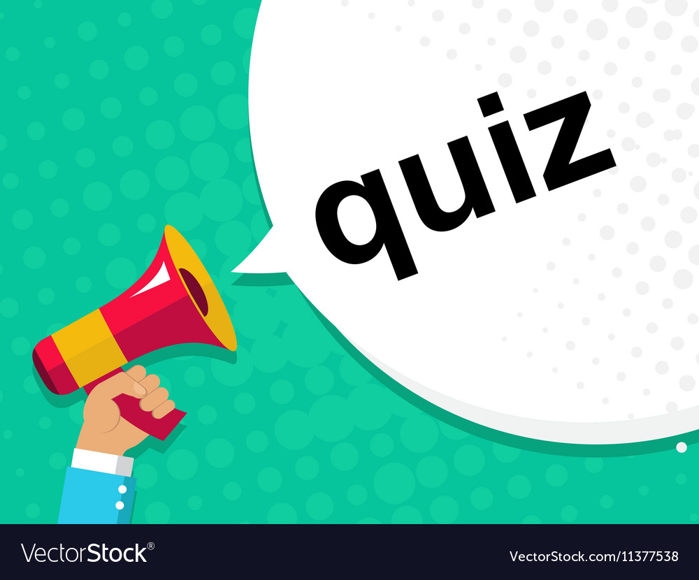 Download Hand holding megaphone with QUIZ announcement Vector Image