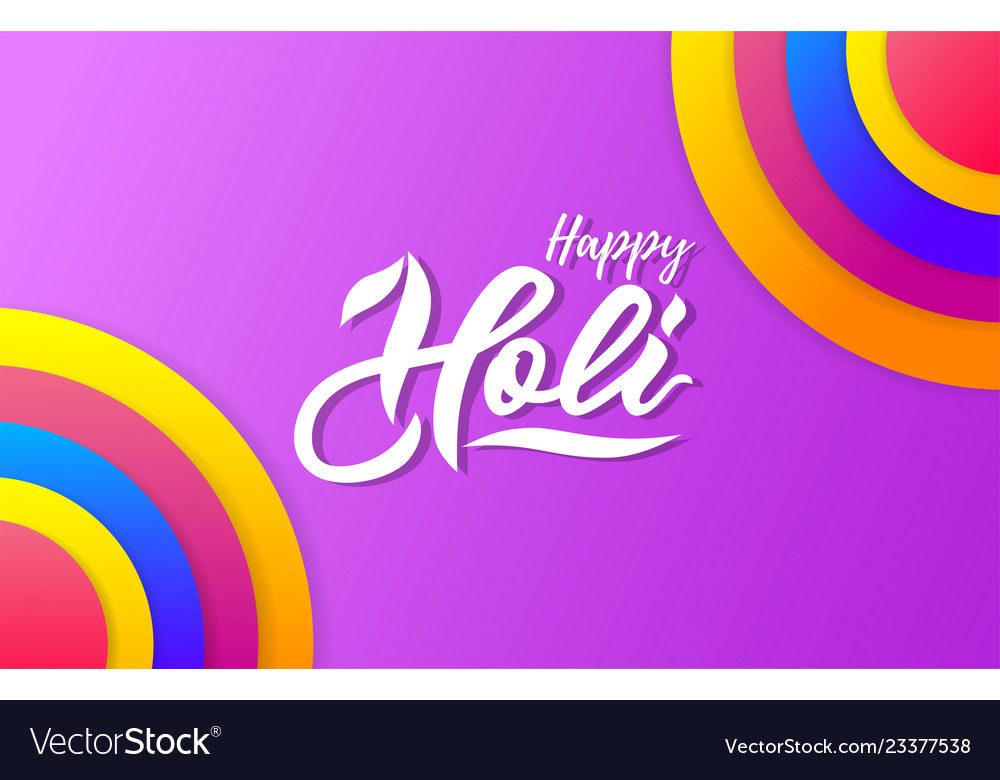 Handwritten lettering of happy holi on purple