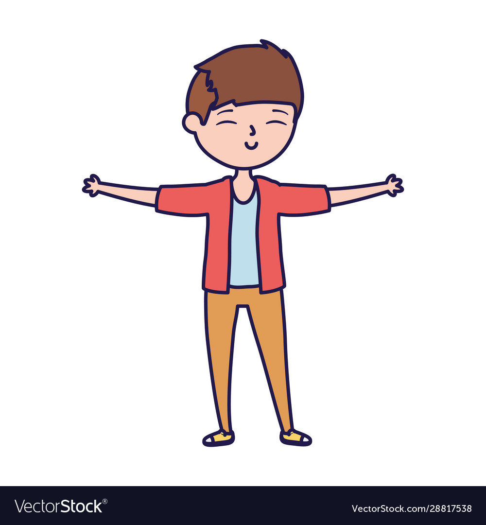 Happy young man open arms cartoon Royalty Free Vector Image