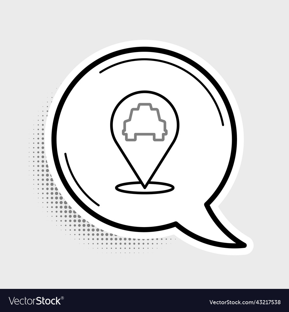 Line map pointer with taxi icon isolated on grey vector image Line map pointer with taxi icon isolated on grey