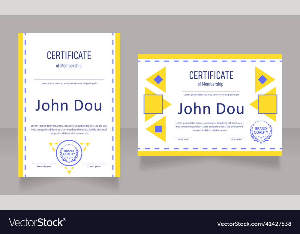 Member certificate design template set Royalty Free Vector