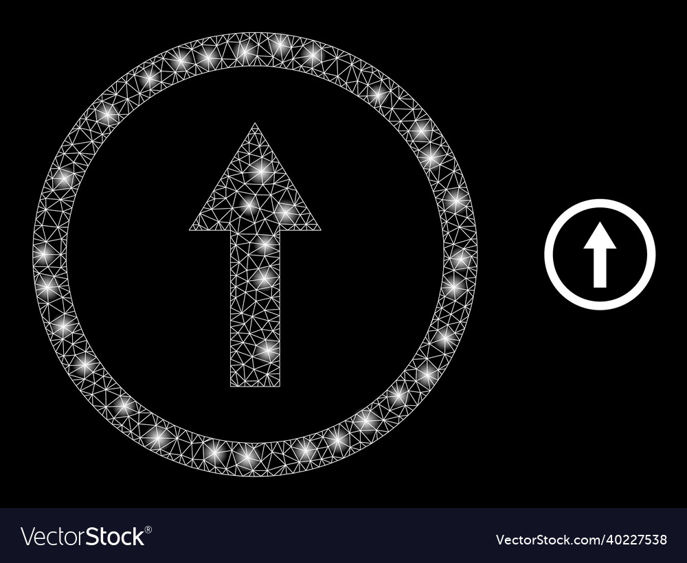 Mesh web rounded arrow up with glare wire vector image Mesh web rounded arrow up with glare wire