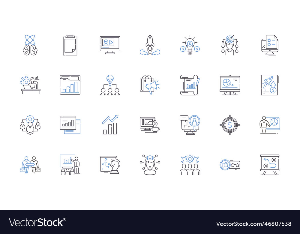 Method line icons collection procedure system vector image Method line icons collection procedure system