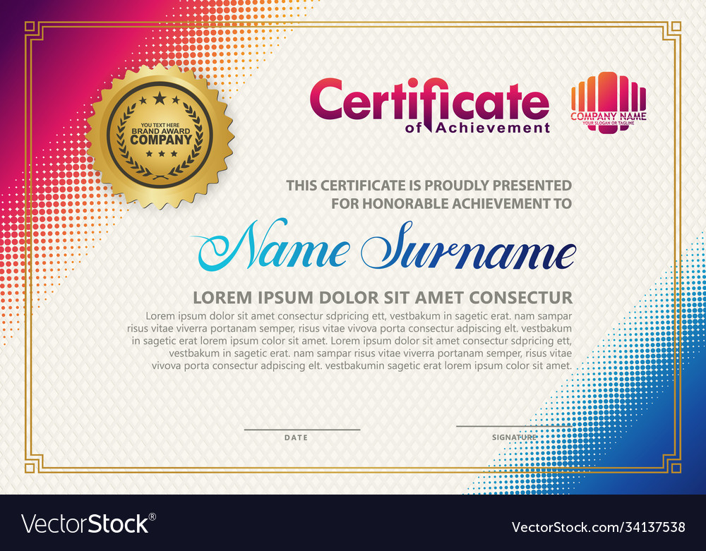 Modern certificate template with diagonal