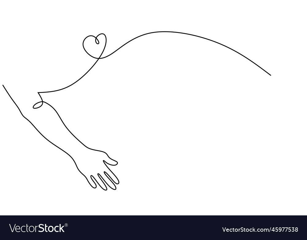One continuous single line drawing of hand Vector Image One continuous single line drawing of hand