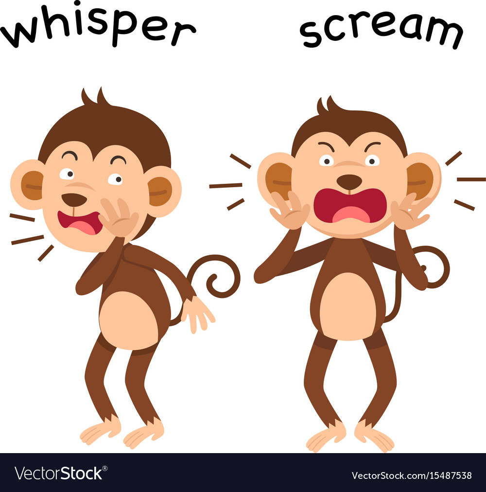 Opposite whisper and scream Royalty Free Vector Image