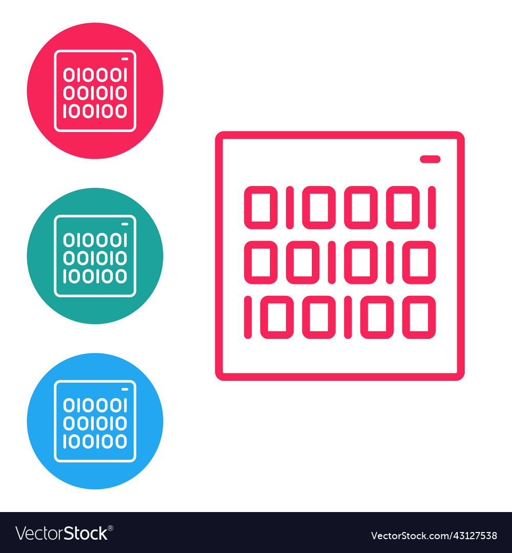 Red line binary code icon isolated on white vector image Red line binary code icon isolated on white