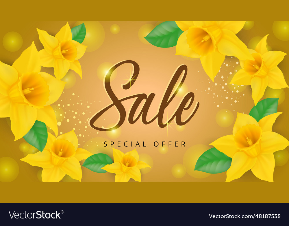 Sale special offer lettering with narcissus