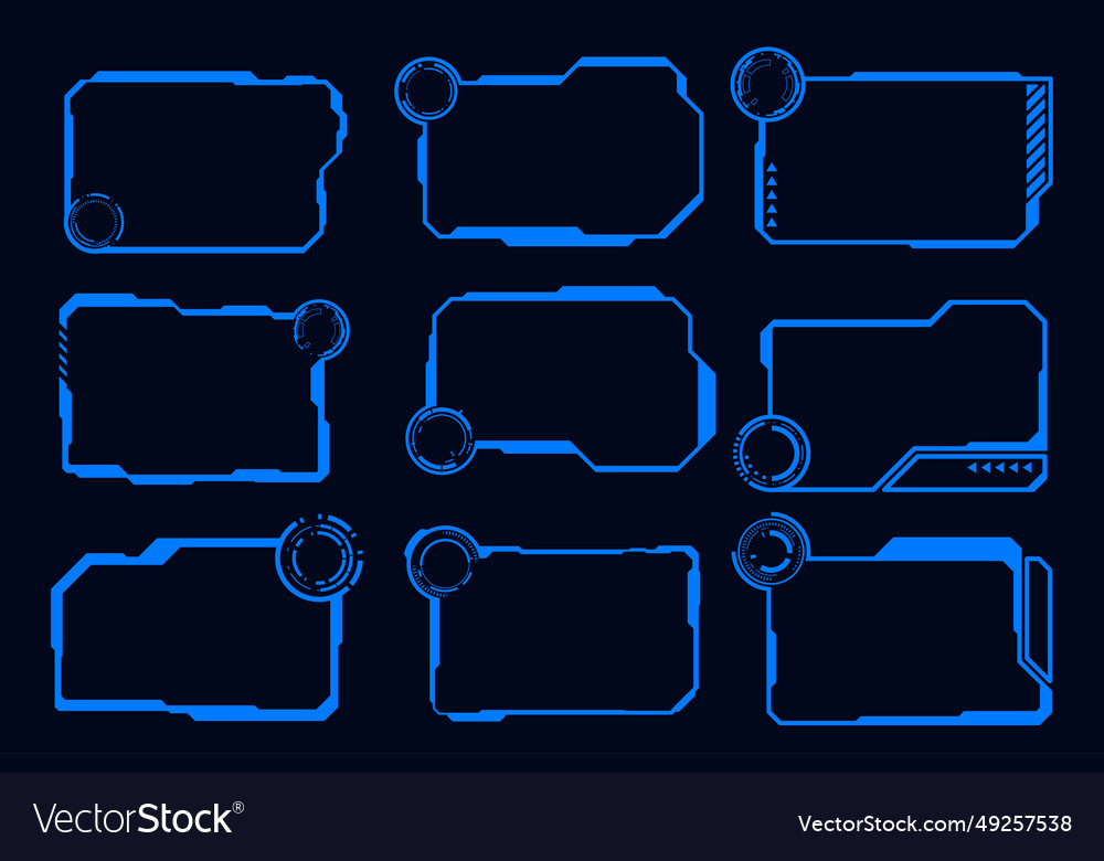 Set element frame hud technology futuristic vector image Set element frame hud technology futuristic