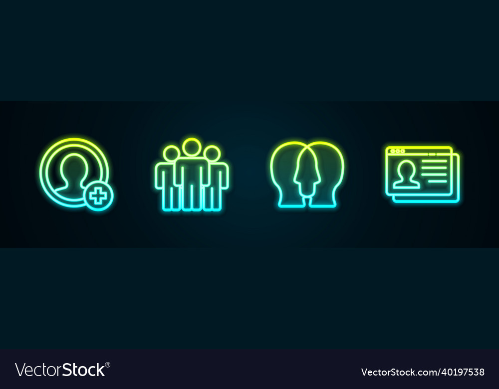 Set line create account screen users group vector image Set line create account screen users group