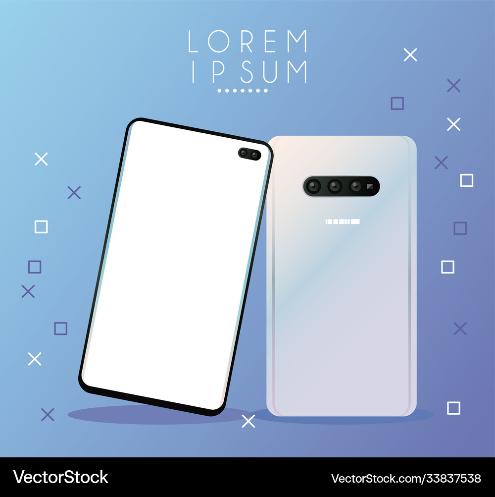 Two mockup smartphones devices icons Royalty Free Vector
