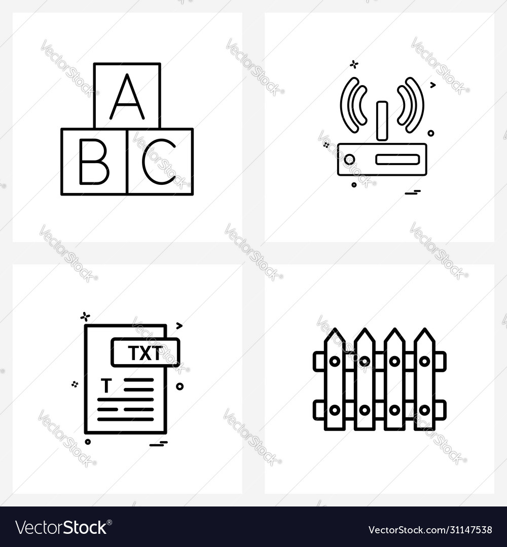 Ui set 4 basic line icons abc file learn