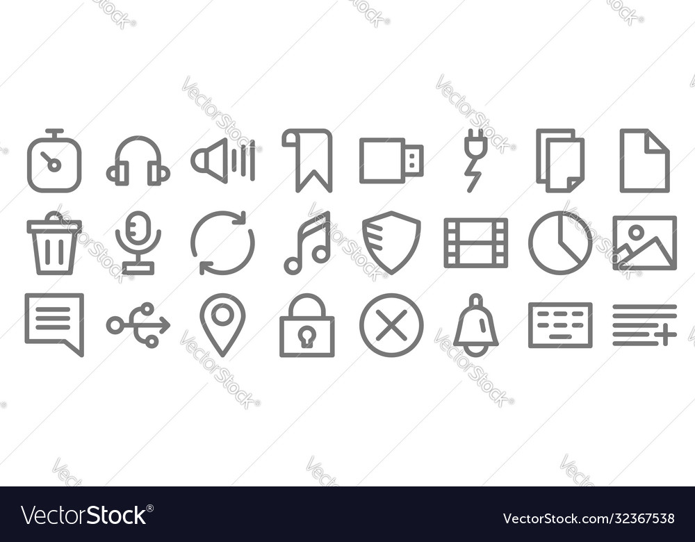 User interface line icons linear set quality vector image User interface line icons linear set quality