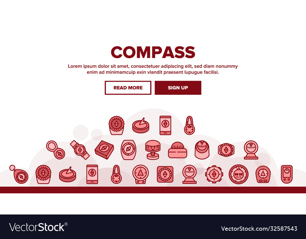 Compass navigational landing header Vector Image Compass navigational landing header