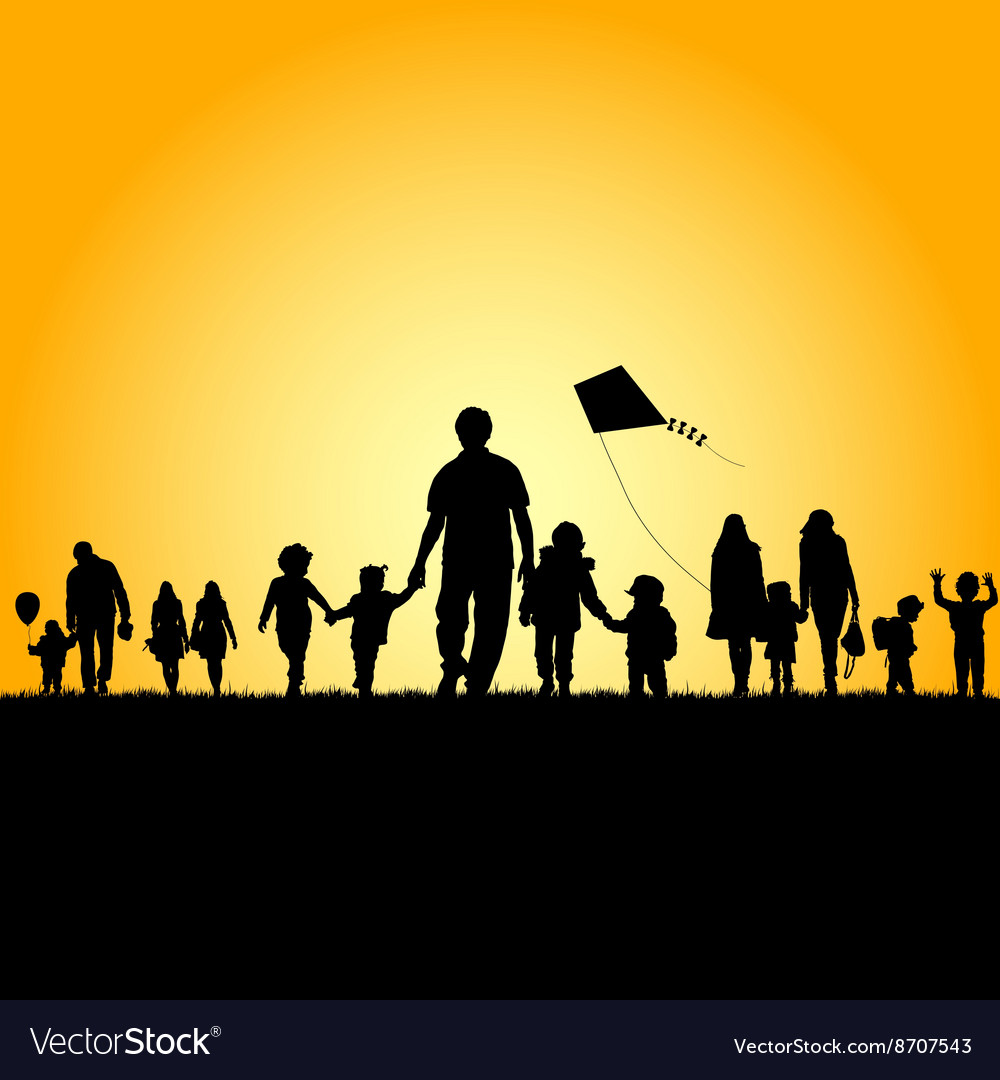 Family Silhouette in Outdoor Setting