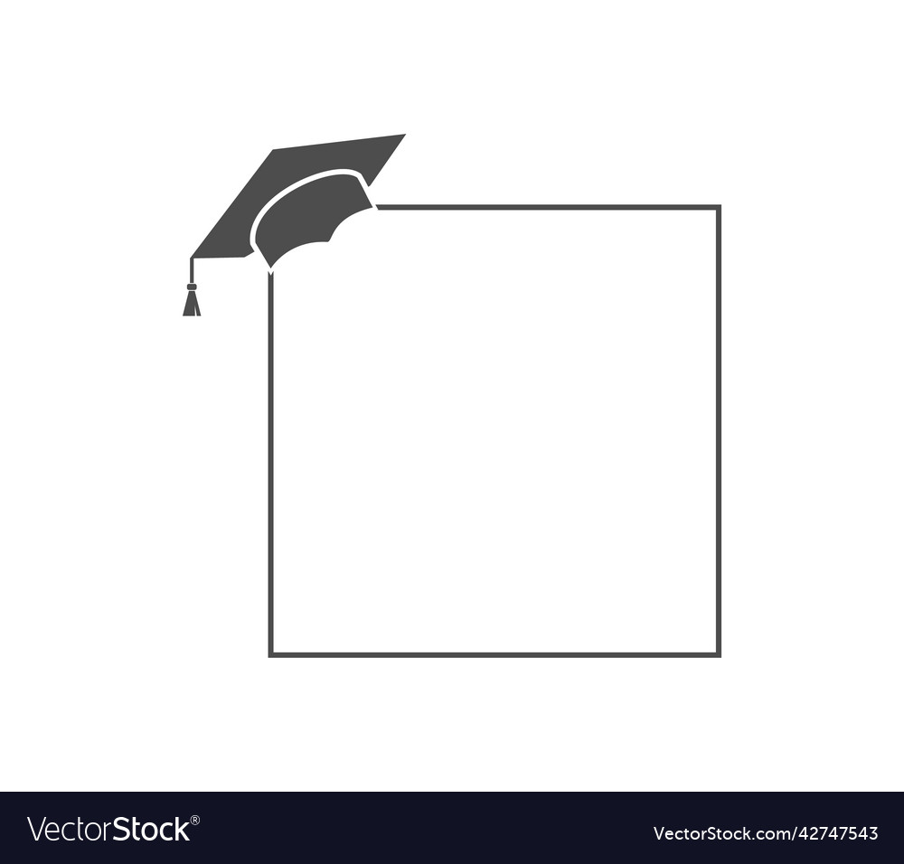 Graduates hat on a rectangular frame with space