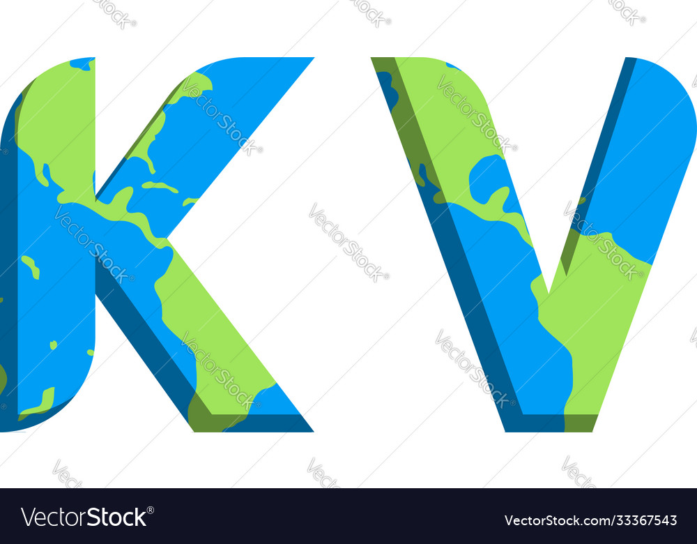 Initial kv logo design with world map style