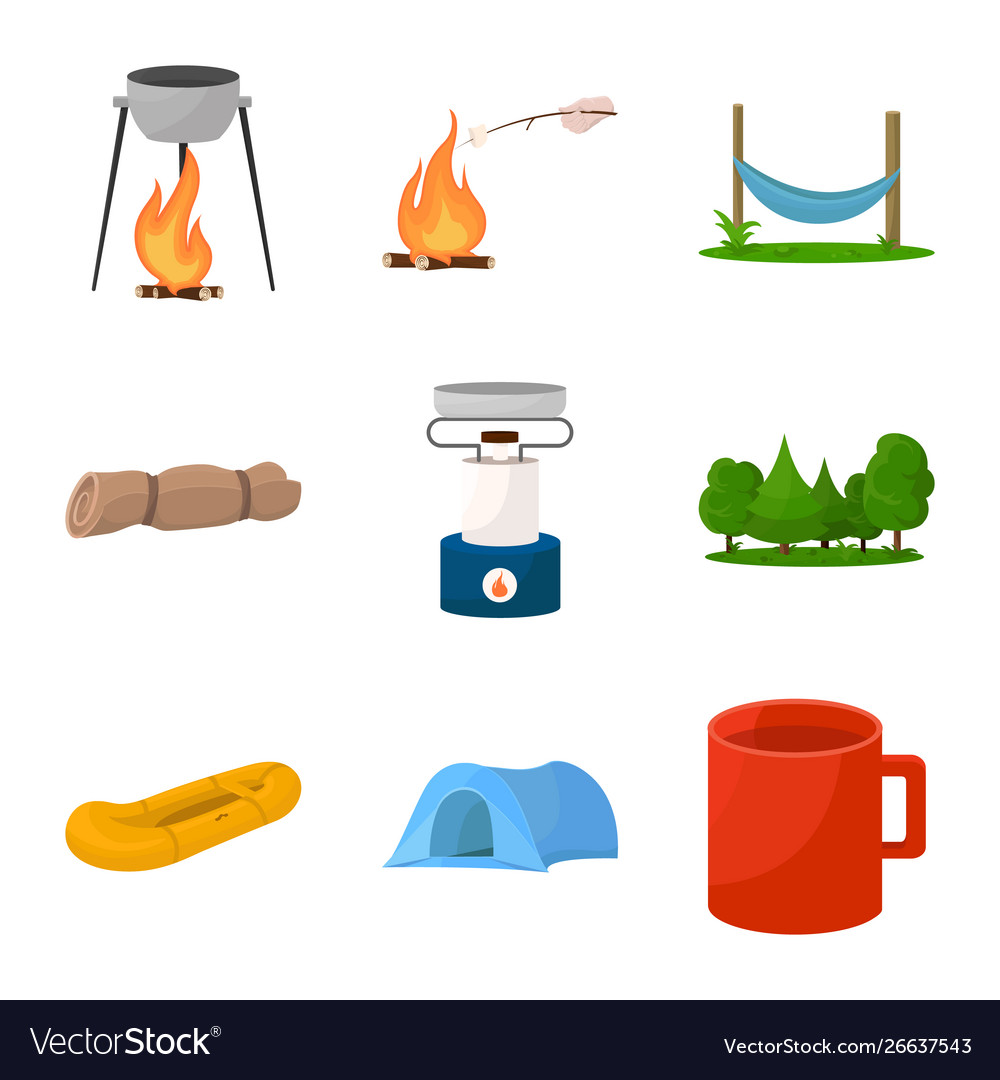 Isolated object picnic and adventure icon set vector image Isolated object picnic and adventure icon set