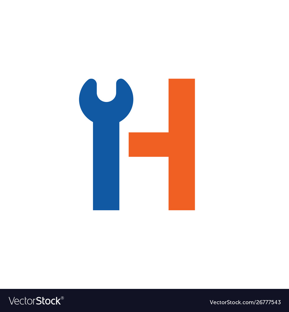 Letter h logo with wrench icon Royalty Free Vector Image