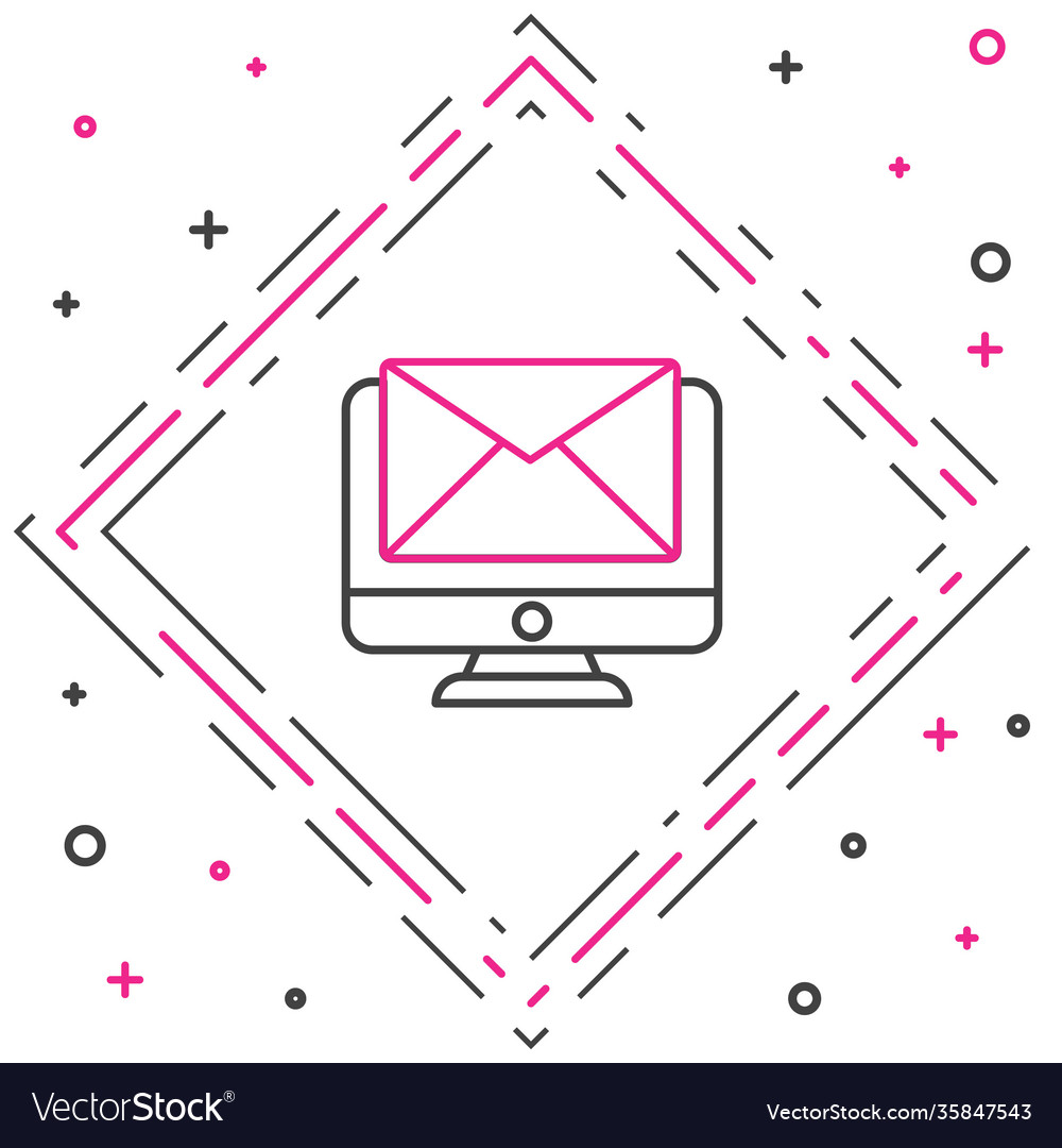 Line monitor and envelope new message mail icon Vector Image Line monitor and envelope new message mail icon