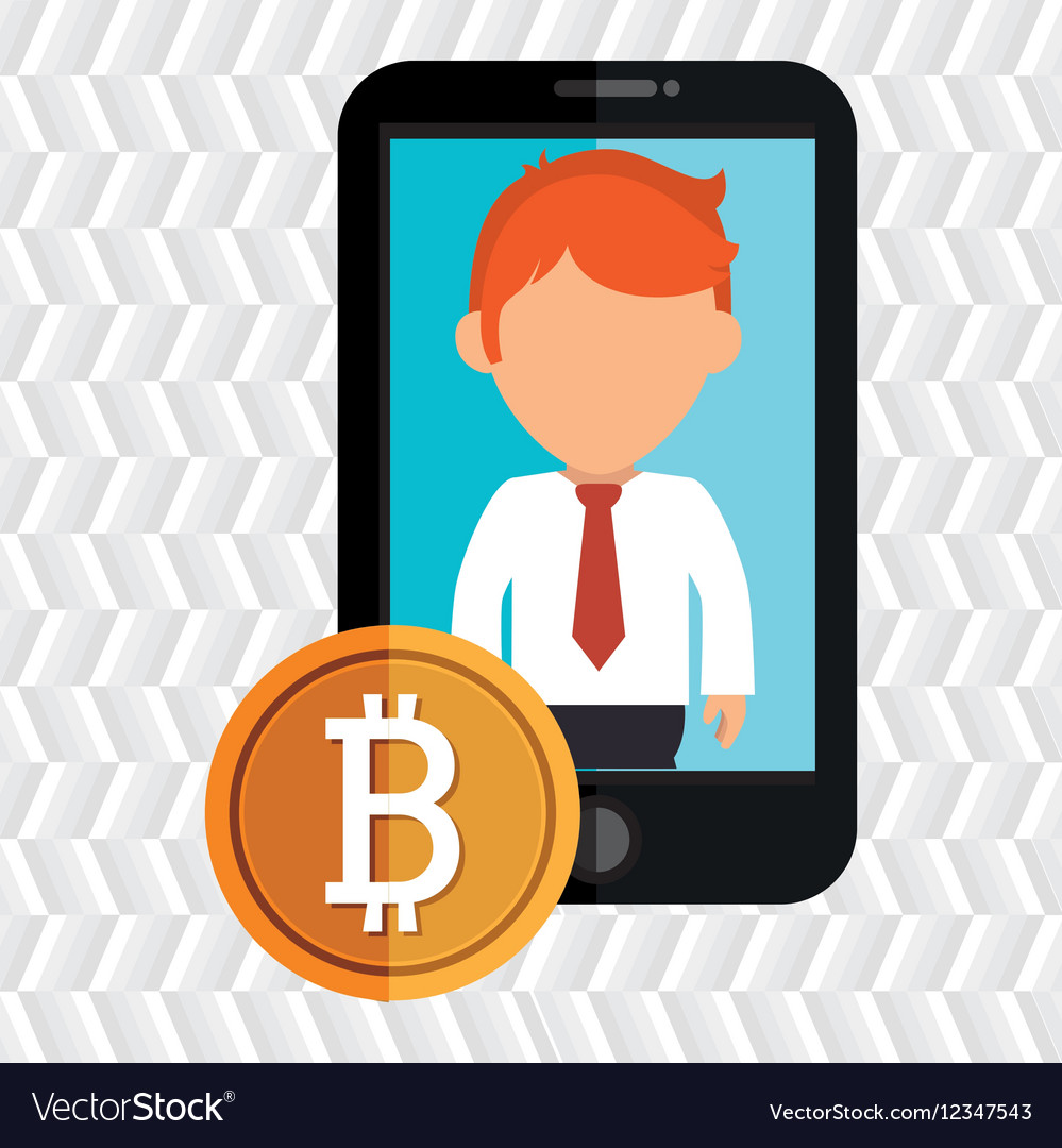 Man smartphone bit coin