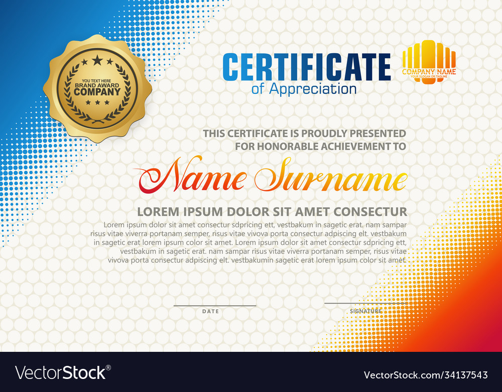 Modern certificate template with diagonal