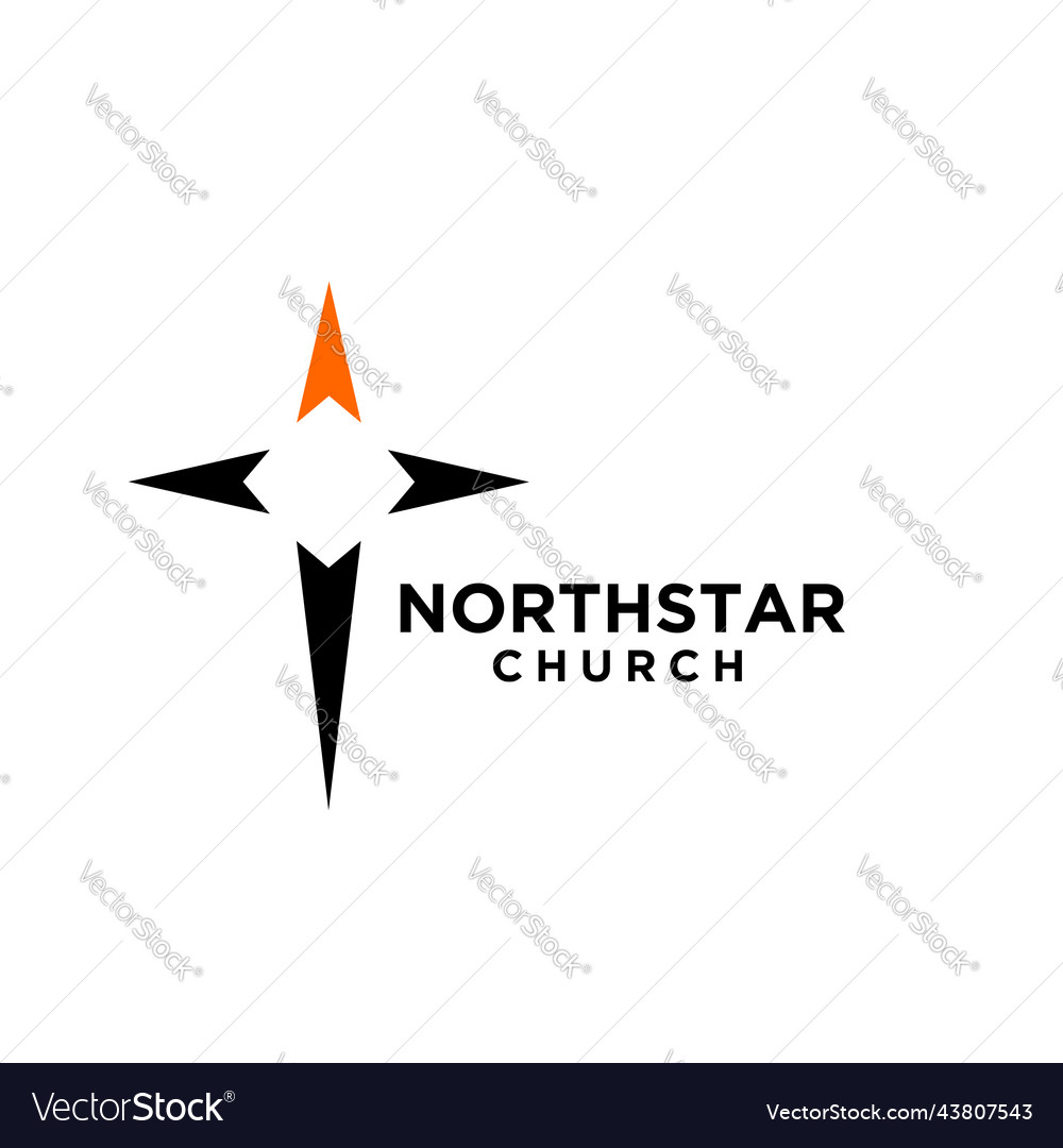 North star with cross church logo icon