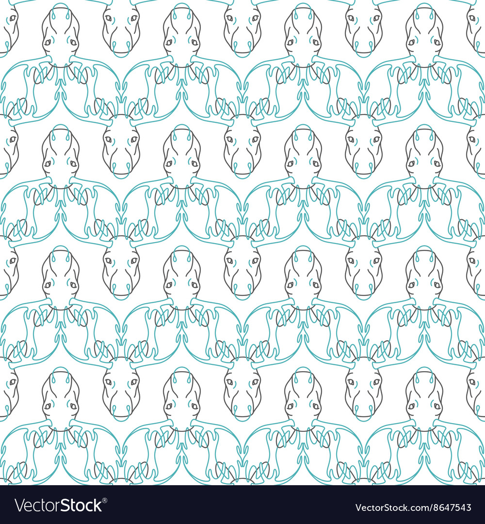 Pattern background with a deer head elk Royalty Free Vector
