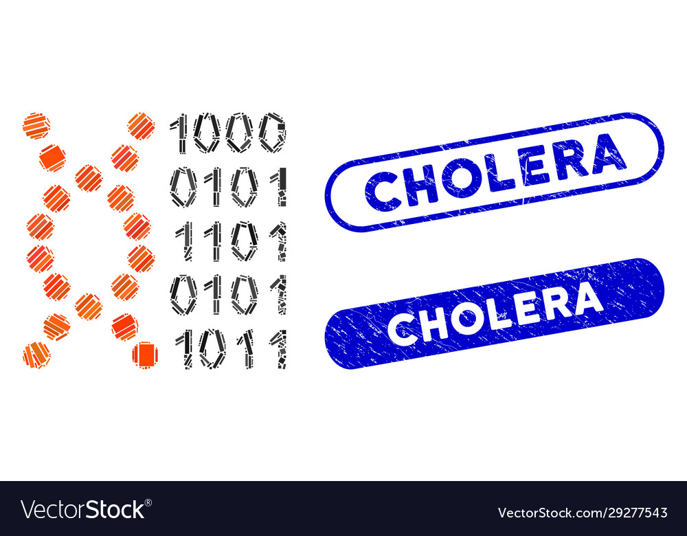 Rectangle mosaic dna code with distress cholera vector image Rectangle mosaic dna code with distress cholera