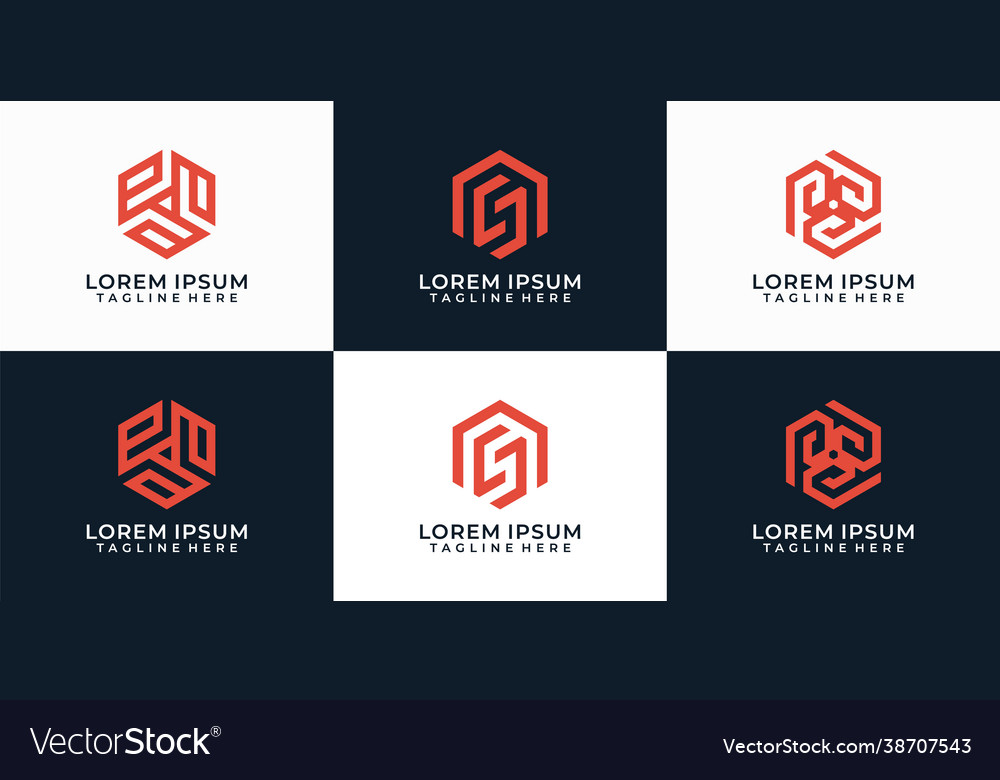 Set abstract modern hexagonal logo design