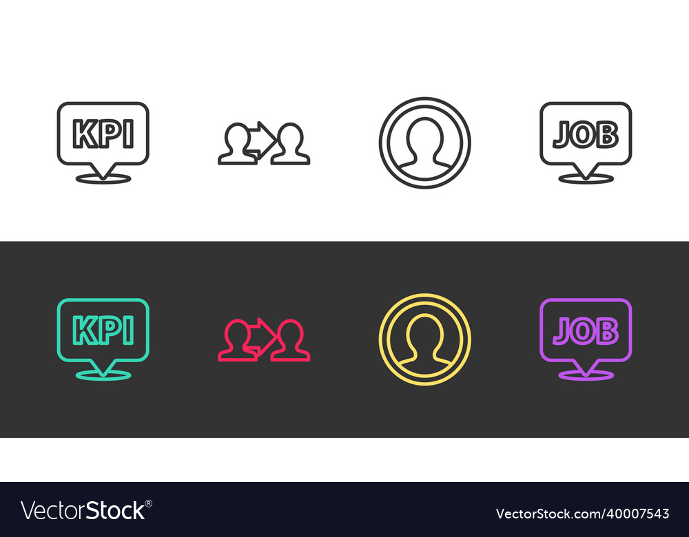 Set line key performance indicator project team vector image Set line key performance indicator project team