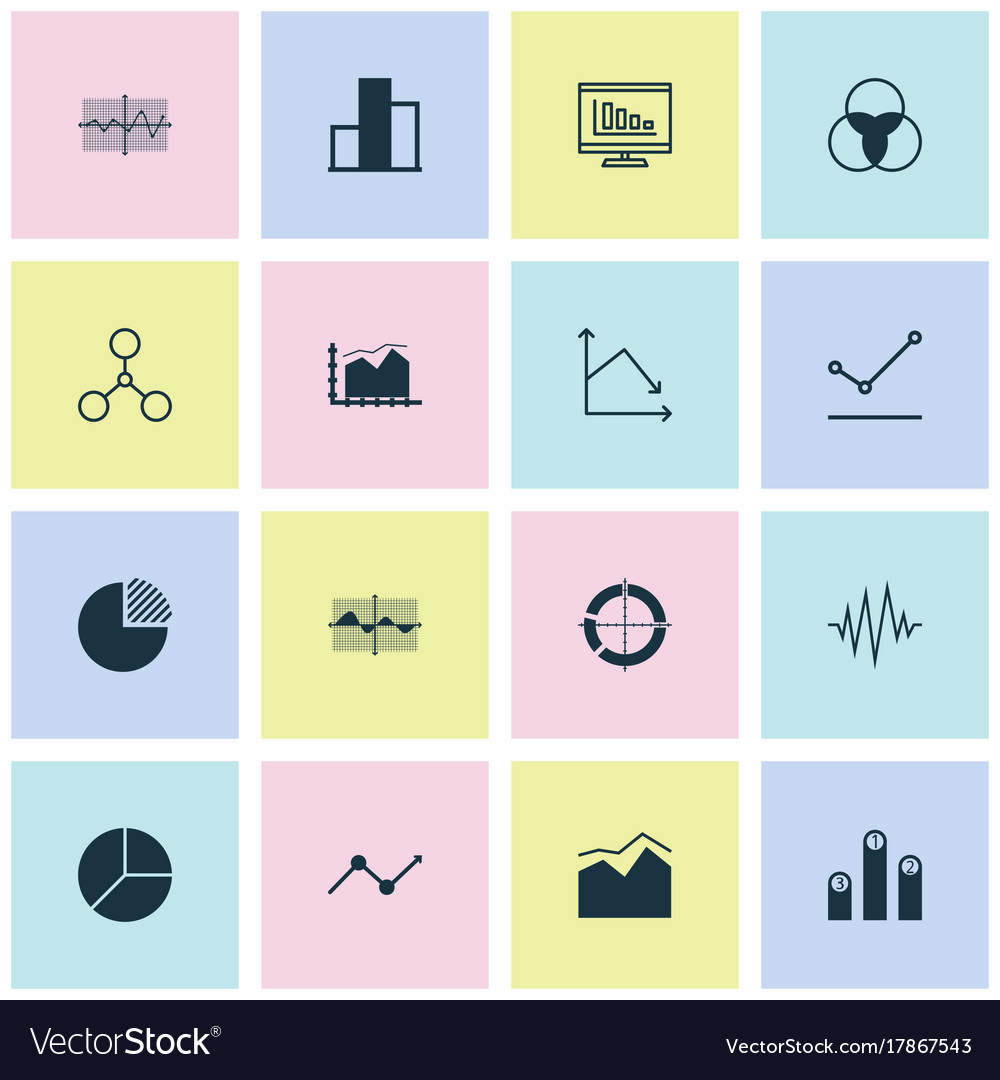 Set of graphs diagrams and statistics icons